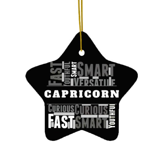 Capricorn Zodiac Star Sign Word Cloud Square Monoc Ceramic Ornaments