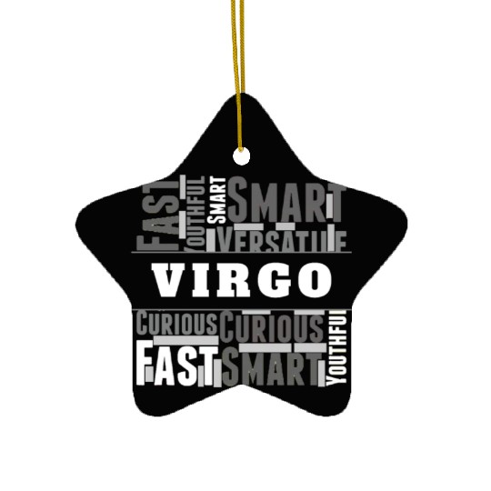 Virgo Zodiac Star Sign Word Cloud Square Monochrom Ceramic Ornaments