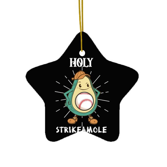 Holy Strikeamole Baseball Softball Avocado Ceramic Ornaments