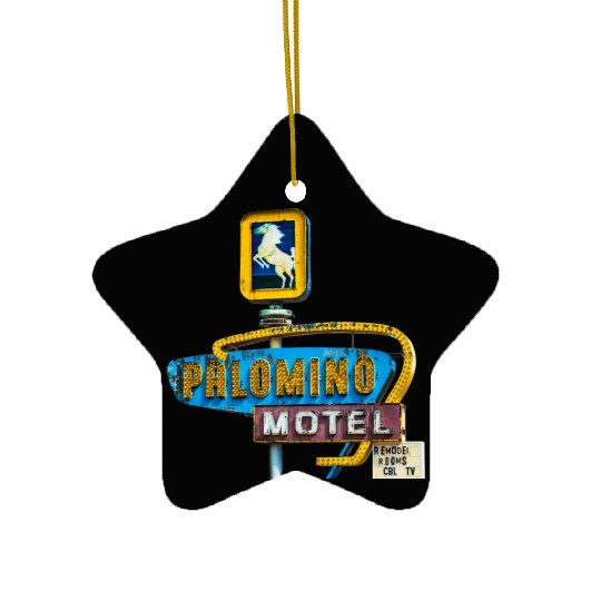 Route 66 Neon Palomino Motel Tucumcari, New Mexico Ceramic Ornaments