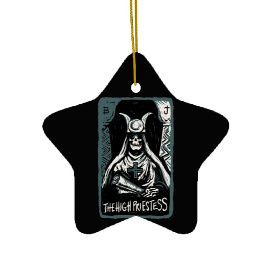 The High Priestess Skeleton Skull Tarot Card Ceramic Ornaments