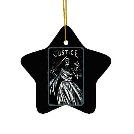 Justice Skeleton Skull Tarot Card Ceramic Ornaments