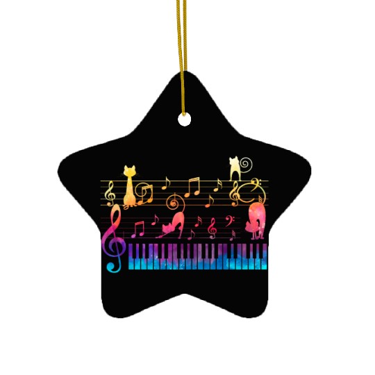Piano Cat Musician Musical Instrument Pianist Ceramic Ornaments