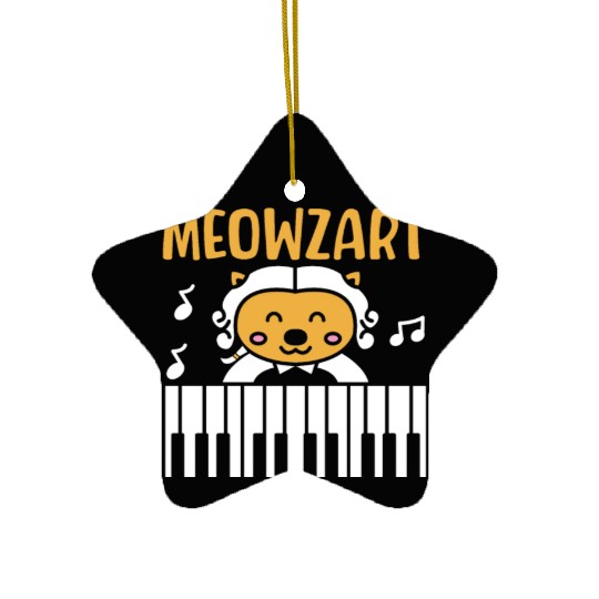 Meowzart Piano Cat Musician Musical Pianist Music Ceramic Ornaments