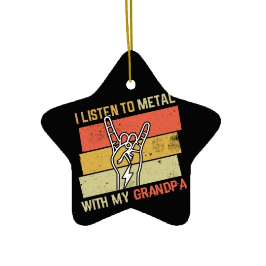 Vintage Metal With Grandpa Metal Kid Music Lover Ceramic Ornaments