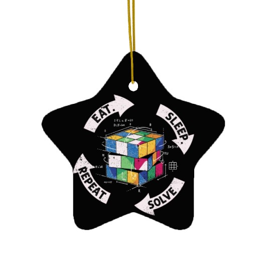 Eat Sleep Solve Repeat Math Speed Cubing Genie Ceramic Ornaments