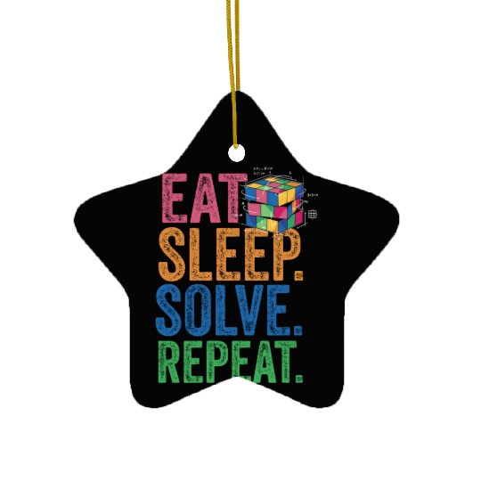 Eat Sleep Solve Repeat Math Speed Cubing Genie Ceramic Ornaments