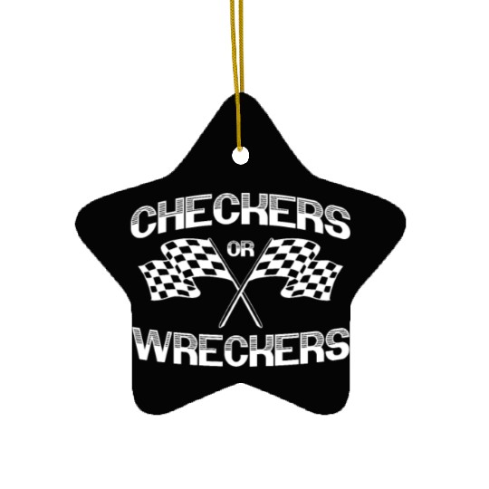 Checkers Or Wreckers Racing Motorcycle Motorsport Ceramic Ornaments
