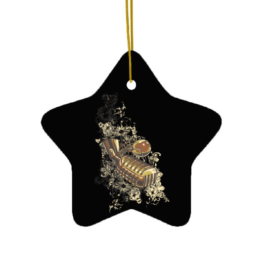 Vintage Golden Microphone Ceramic Ornaments