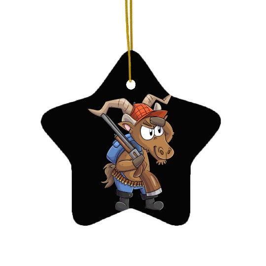 Capricorn hunter / Capricorn with hunting rifle Ceramic Ornaments