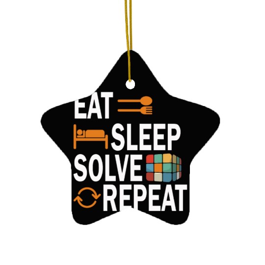 Eat Sleep Solve Repeat Math Speed Cubing Genie Ceramic Ornaments