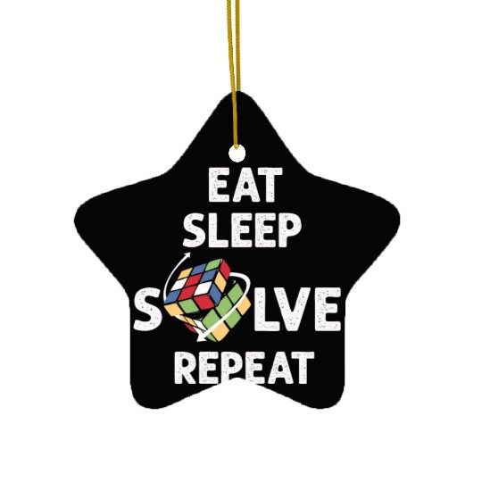 Eat Sleep Solve Repeat Math Speed Cubing Genie Ceramic Ornaments