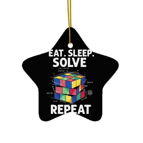 Eat Sleep Solve Repeat Math Speed Cubing Genie Ceramic Ornaments