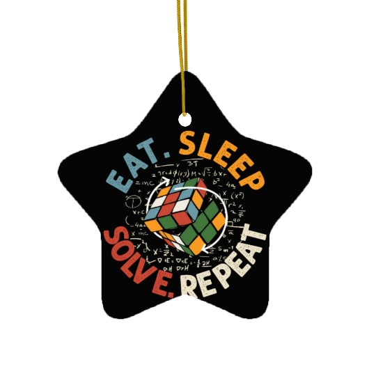Eat Sleep Solve Repeat Math Speed Cubing Genie Ceramic Ornaments