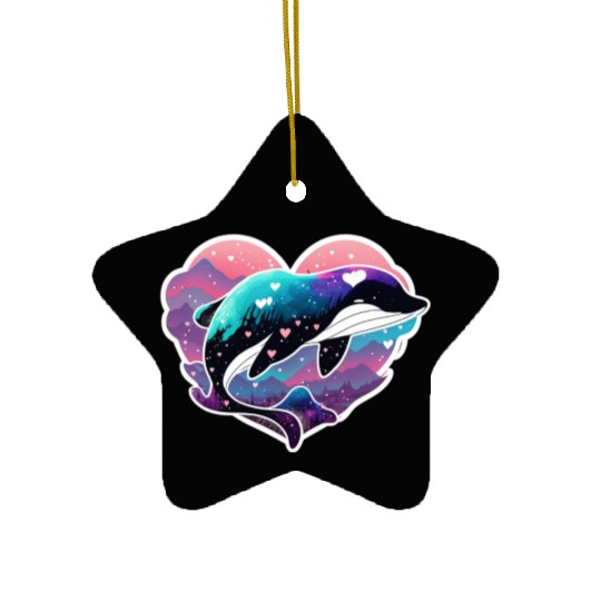 Orca Is My Valentine, Love Hearts Orca Valentines Ceramic Ornaments