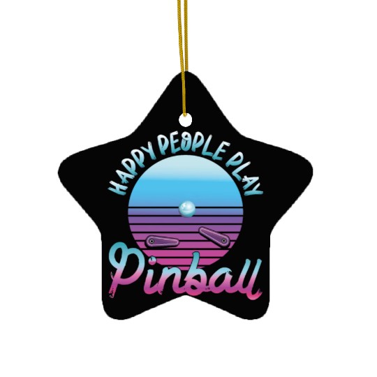 Happy People Play Pinball Retro 80s Ceramic Ornaments