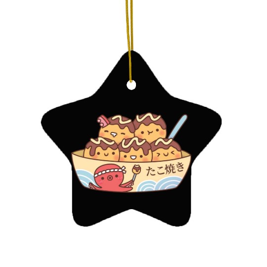 Kawaii Japanese Food Takoyaki Octopus Balls Ceramic Ornaments
