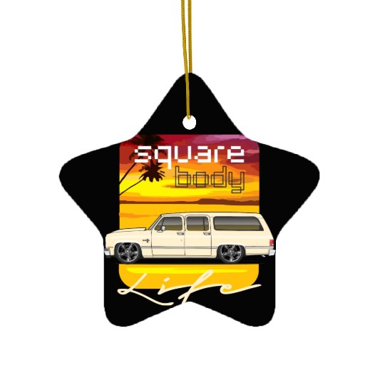 square Santa Fe Tan Ceramic Ornaments