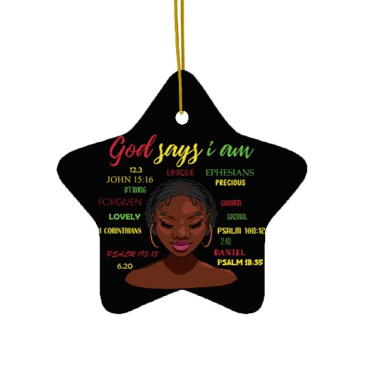 African American Girl God Says I Am Black Pride Ceramic Ornaments