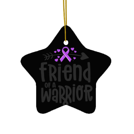 Friend Of A Warrior Purple Awareness Ribbon Ceramic Ornaments