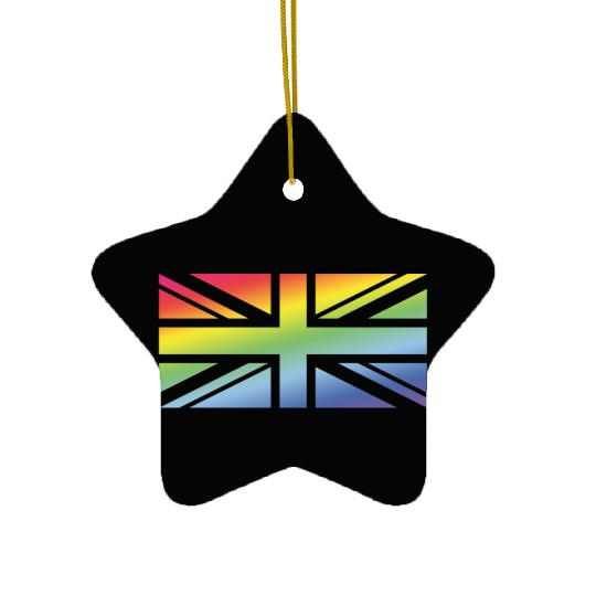 Union Jack / Rainbow Flag (Great Britain / UK) Ceramic Ornaments