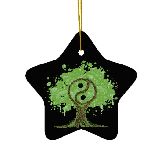 Ying Yang Tree of Life Ceramic Ornaments