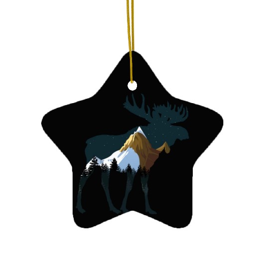 Night Forest Moose Ceramic Ornaments