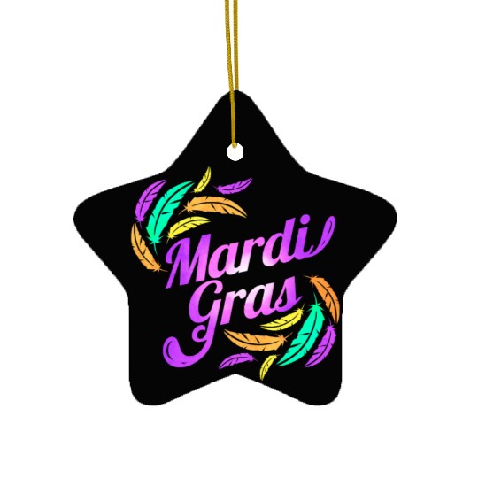 Purple Lettering For Mardi Gras Ceramic Ornaments