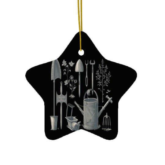 Florist Gardener Dad Grayscale Gardening Tools Ceramic Ornaments