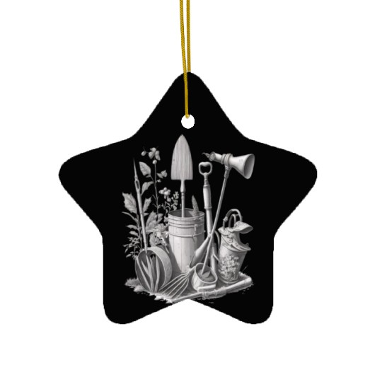 Florist Gardener Dad Grayscale Gardening Tools Ceramic Ornaments