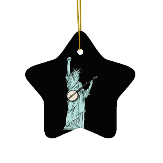 Statue Of Liberty Banjo Musician Design for Ceramic Ornaments