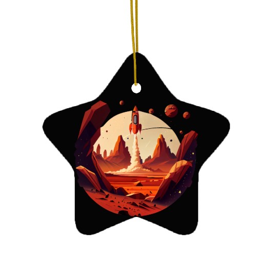 Vintage Space Science Mars Fiction Geek Solar Ceramic Ornaments