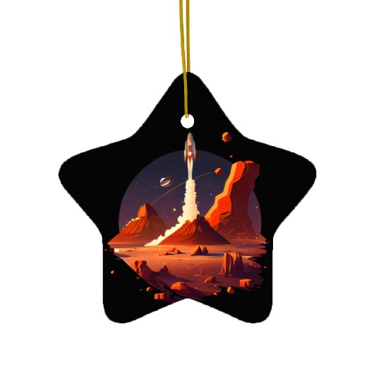 Vintage Space Science Mars Fiction Geek Solar Ceramic Ornaments