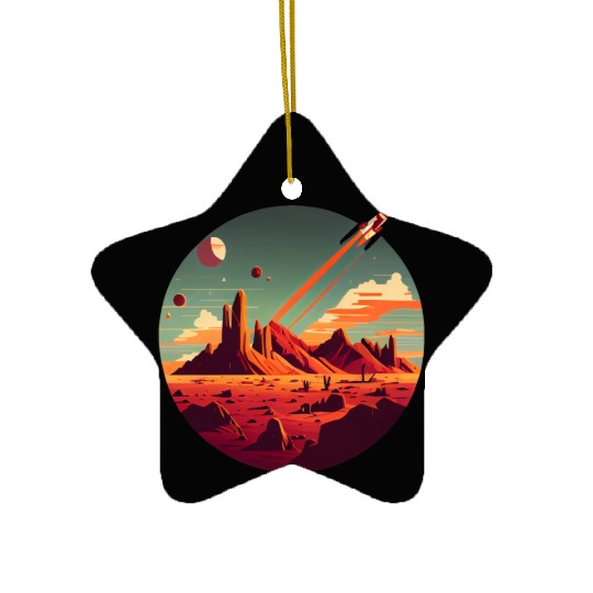 Vintage Space Science Mars Fiction Geek Solar Ceramic Ornaments