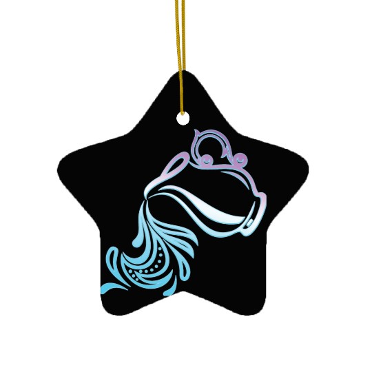 Aquarius Zodiac Air Sign Water Bearer Logo Ceramic Ornaments