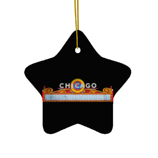 Front Chicago Theatre Marquee Day Ceramic Ornaments