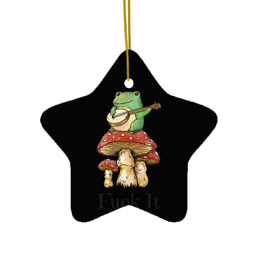 Cottagecore Toad Playing Guitar Ceramic Ornaments