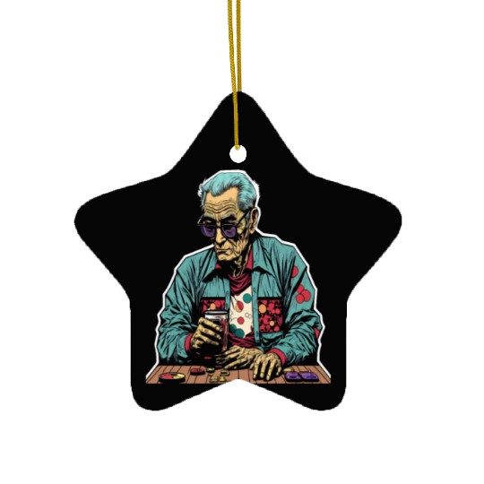 Cool Poker Fans Retro Comic Style Poker Player Ceramic Ornaments