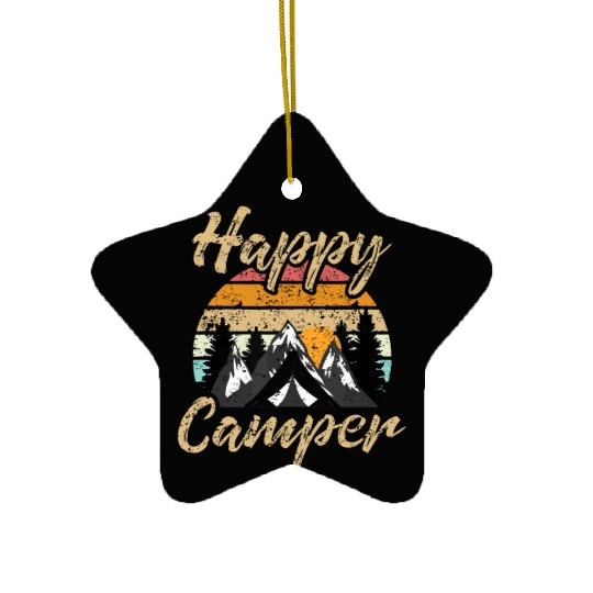 Funny Camping Hiking Lover Present Happy Camper Gi Ceramic Ornaments