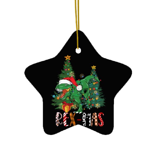 Dino dinosaur T-rex Trex Tyrannosaurus Xmas Ceramic Ornaments