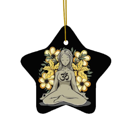 Positive Mediating Girl Flower Bouquet Zen Meditat Ceramic Ornaments