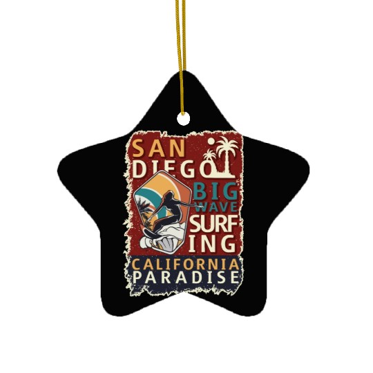 San Diego Surfing Big Wave California Surfer Ceramic Ornaments