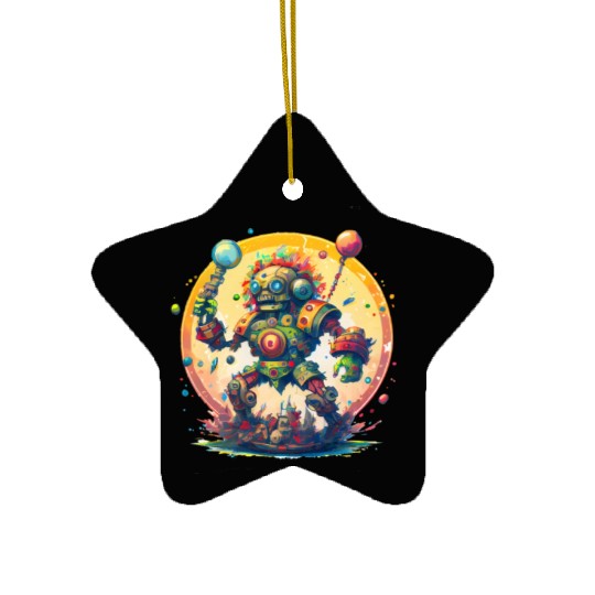 Inca,Maya robot warrior Ceramic Ornaments