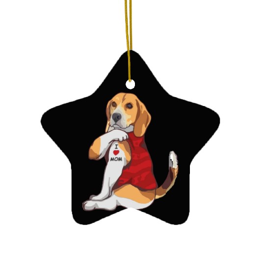I Love Mom | Dogs Tattoo Ceramic Ornaments