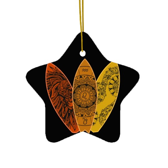 Leo Lion Zodiac Sign Surfboard Surfing Horoscope Ceramic Ornaments