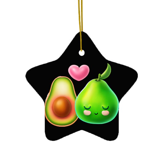 Avocado Love - Cute Couple Design Ceramic Ornaments