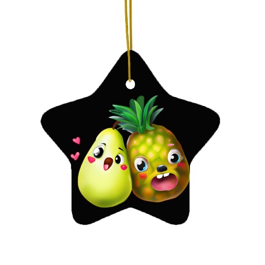 Pineapple pear love - cute fruit design Ceramic Ornaments