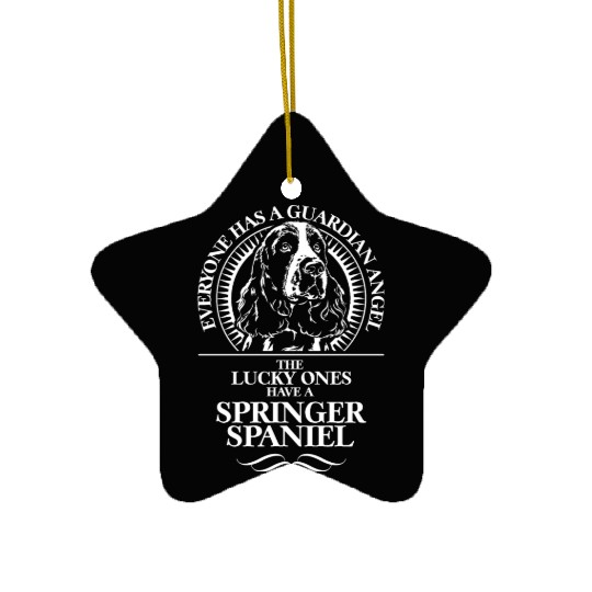 Springer Spaniel Guardian Angel dog quote Ceramic Ornaments