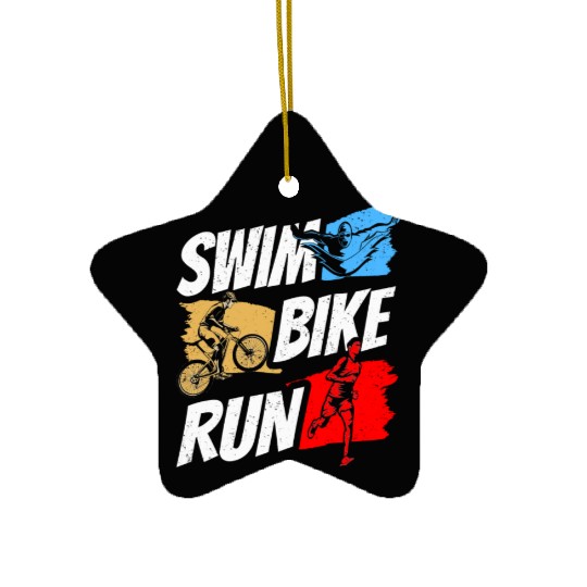 Swim Bike Run Triathlete Triathlon Triathlons Ceramic Ornaments