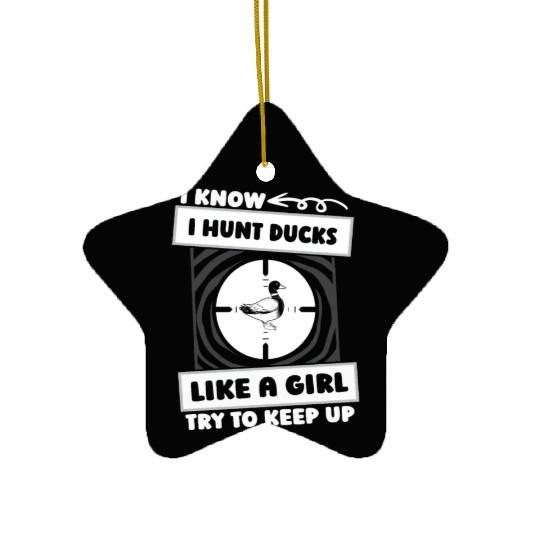 Duck Hunting Girl Ceramic Ornaments